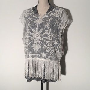 Xhilaration Overlay Fringe Top